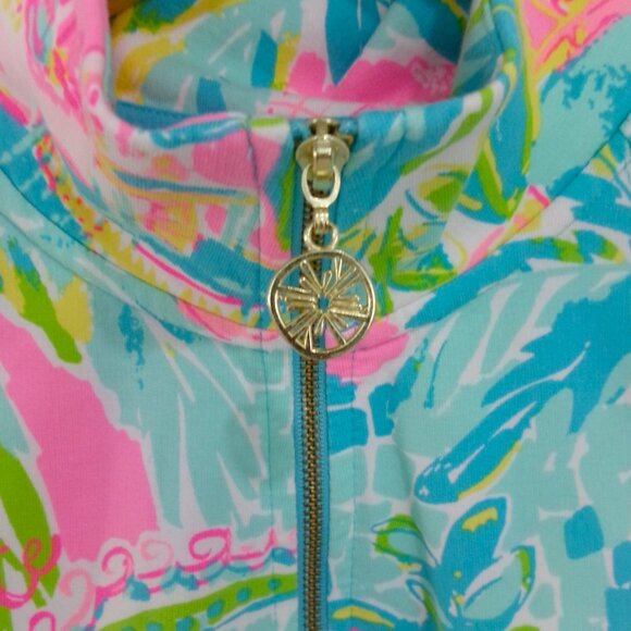 Like New Lilly Pulitzer The Skipper Loves Florida Popever Half-Zip Top S UPF 50 - Picture 2 of 11